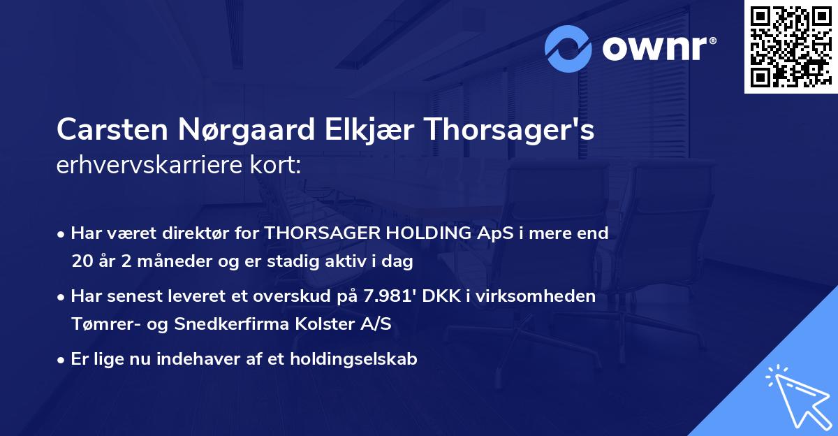 Carsten Nørgaard Elkjær Thorsager's erhvervskarriere kort
