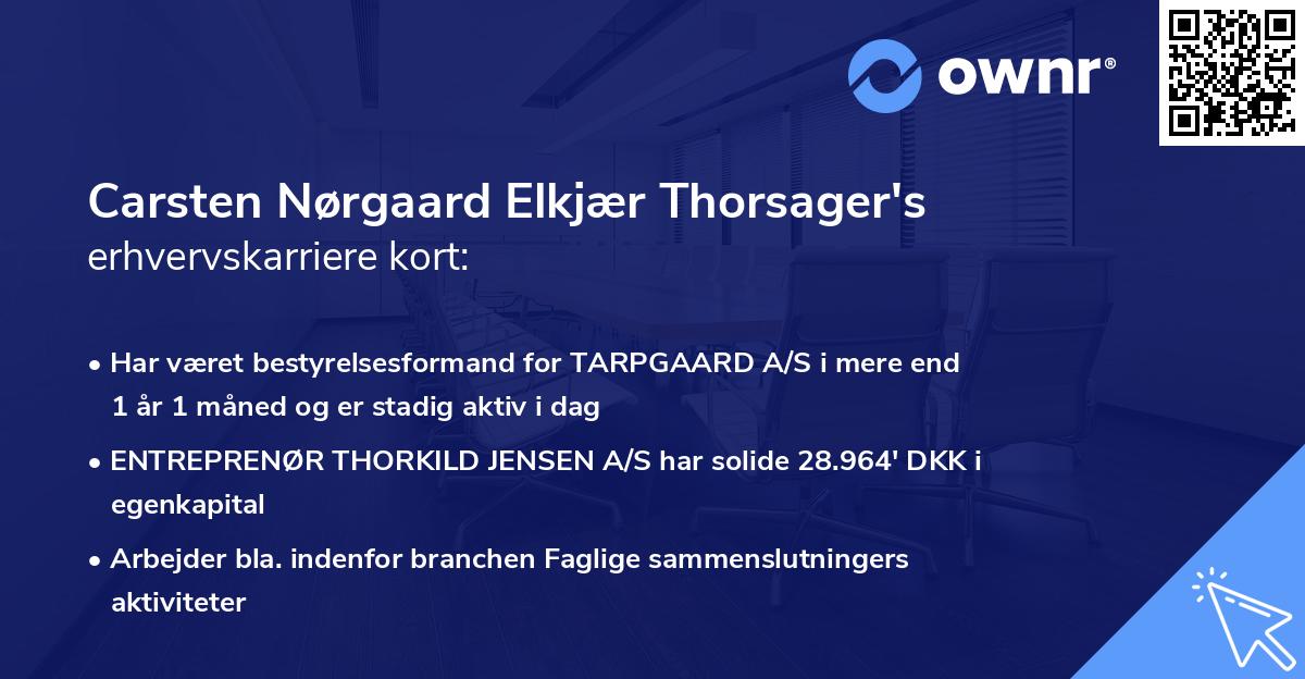 Carsten Nørgaard Elkjær Thorsager's erhvervskarriere kort