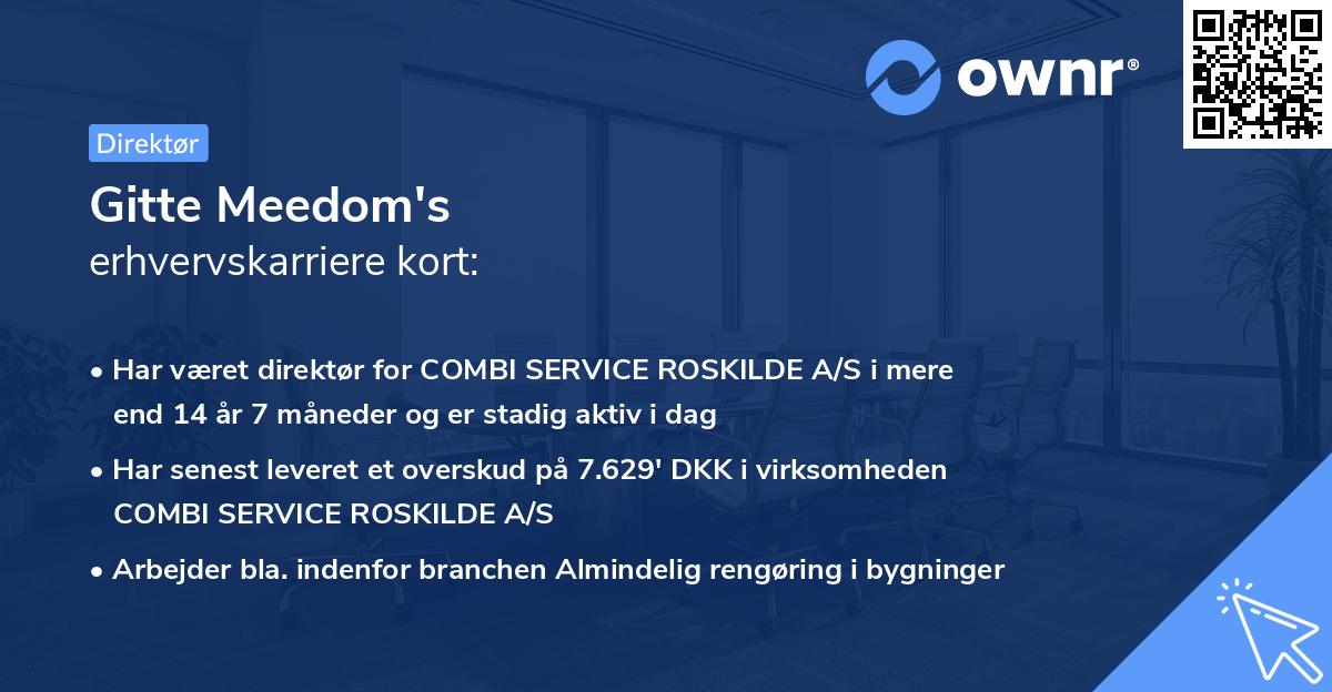 Gitte Meedom's erhvervskarriere kort
