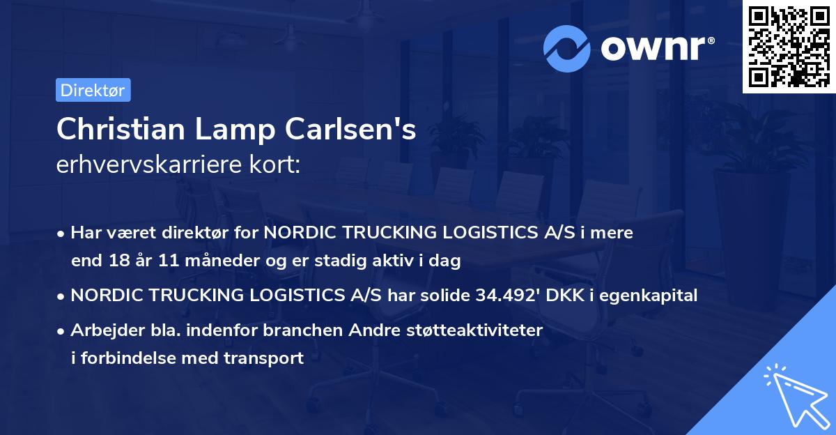 Christian Lamp Carlsen's erhvervskarriere kort