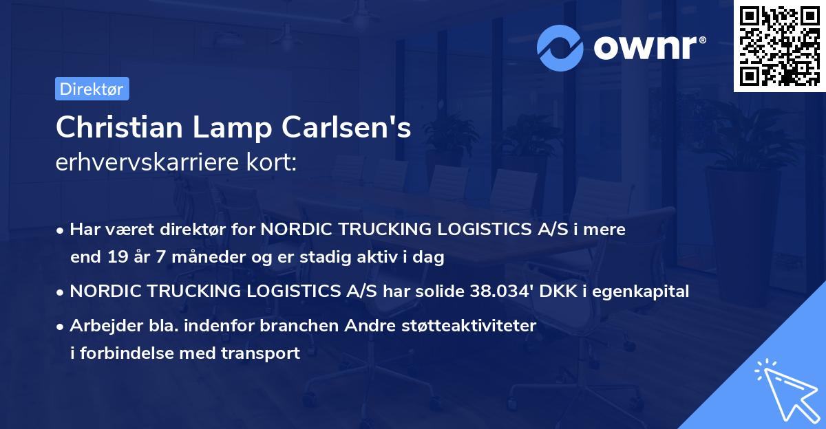 Christian Lamp Carlsen's erhvervskarriere kort