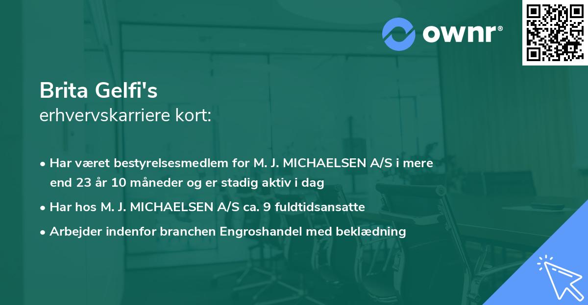 Brita Gelfi's erhvervskarriere kort
