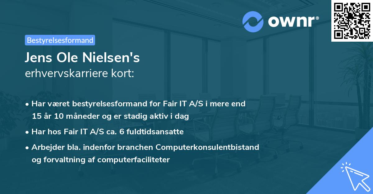 Jens Ole Nielsen's erhvervskarriere kort