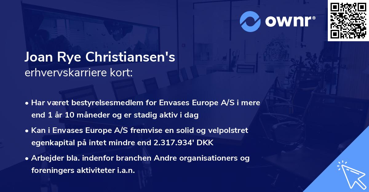 Joan Rye Christiansen's erhvervskarriere kort