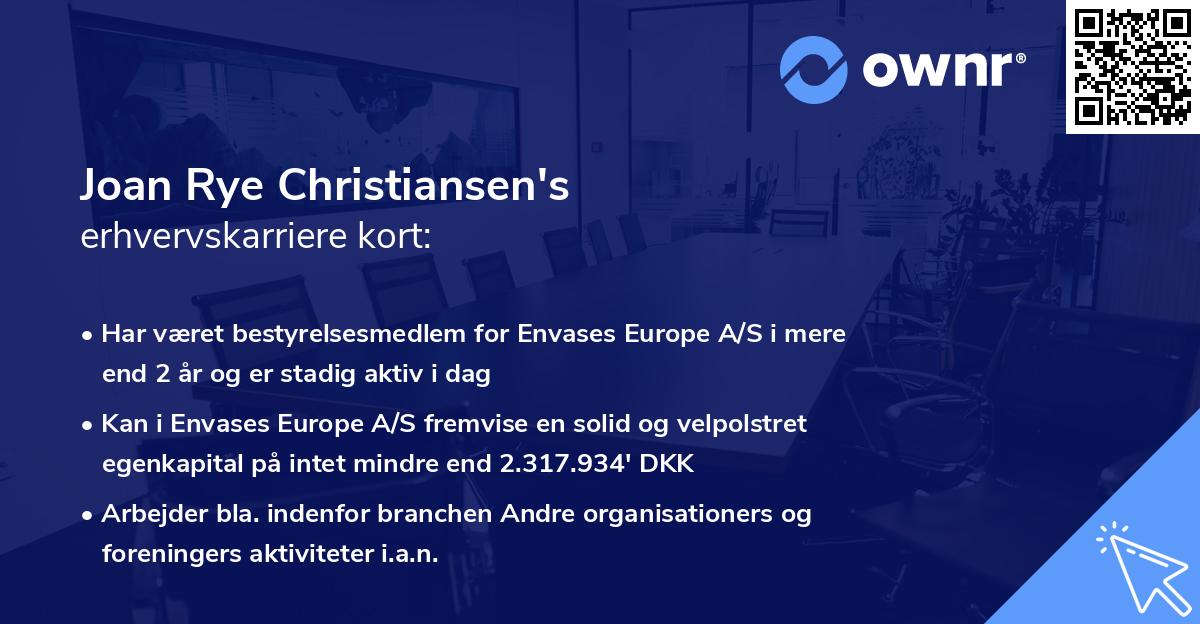Joan Rye Christiansen's erhvervskarriere kort