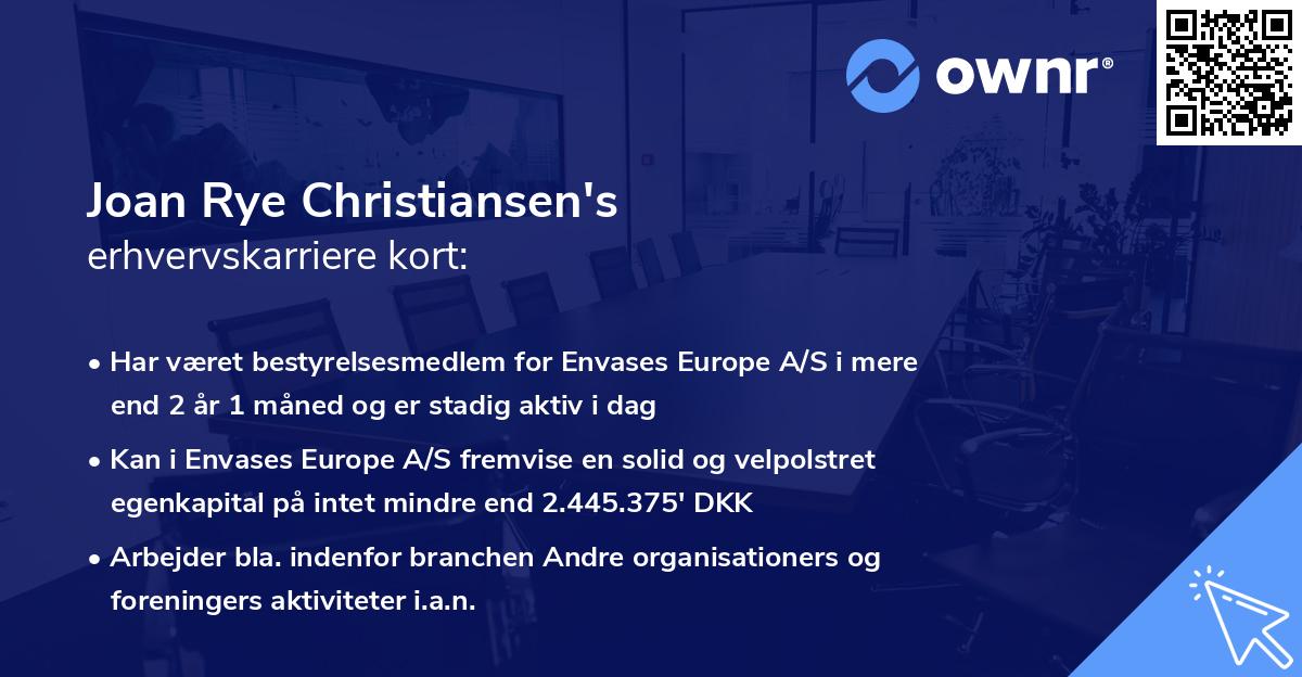 Joan Rye Christiansen's erhvervskarriere kort