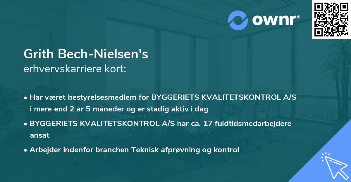 Grith Bech-Nielsen's erhvervskarriere kort