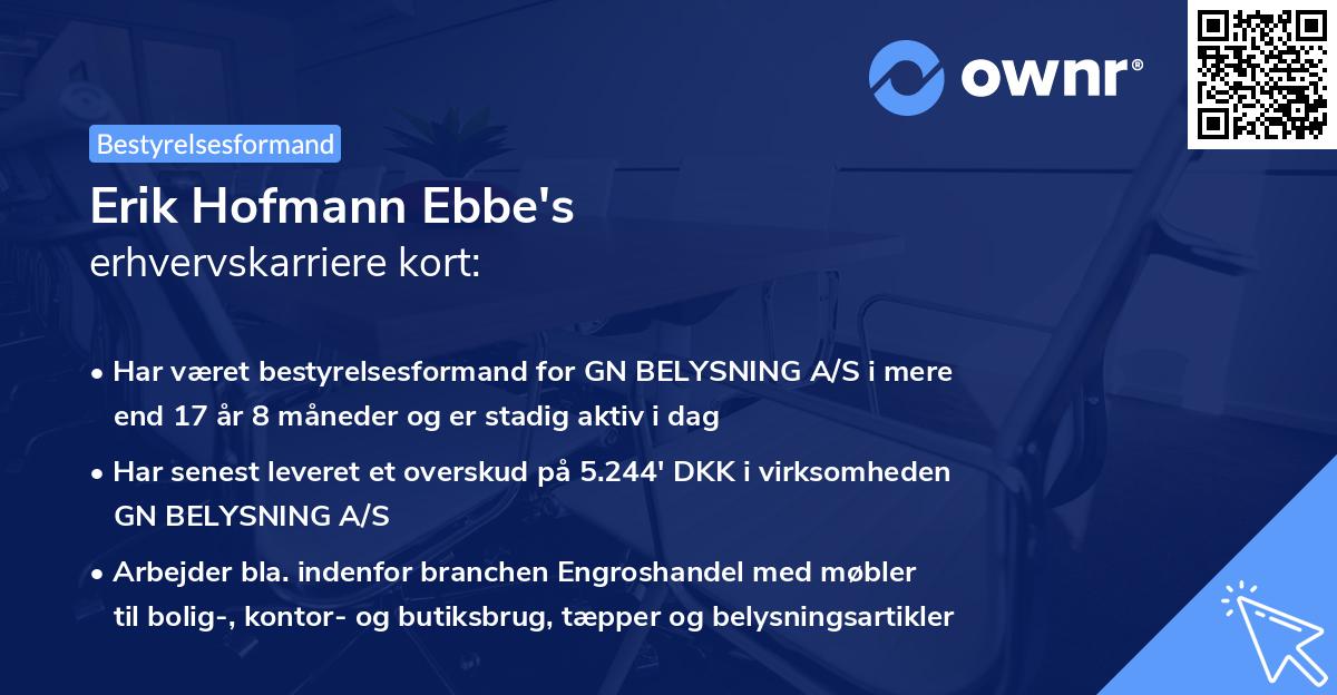 Erik Hofmann Ebbe's erhvervskarriere kort