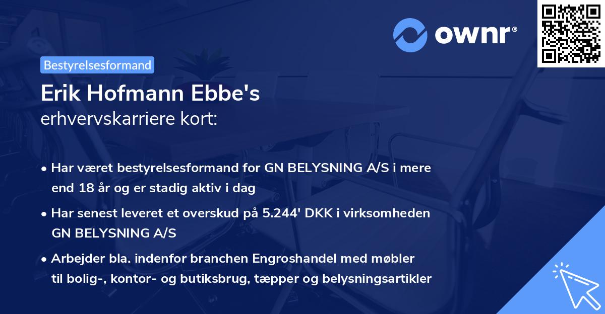 Erik Hofmann Ebbe's erhvervskarriere kort