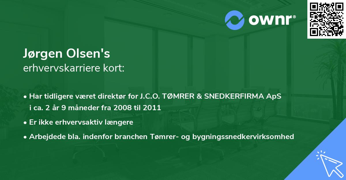 Jørgen Olsen's erhvervskarriere kort