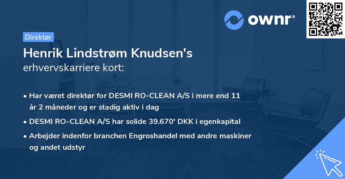 Henrik Lindstrøm Knudsen's erhvervskarriere kort