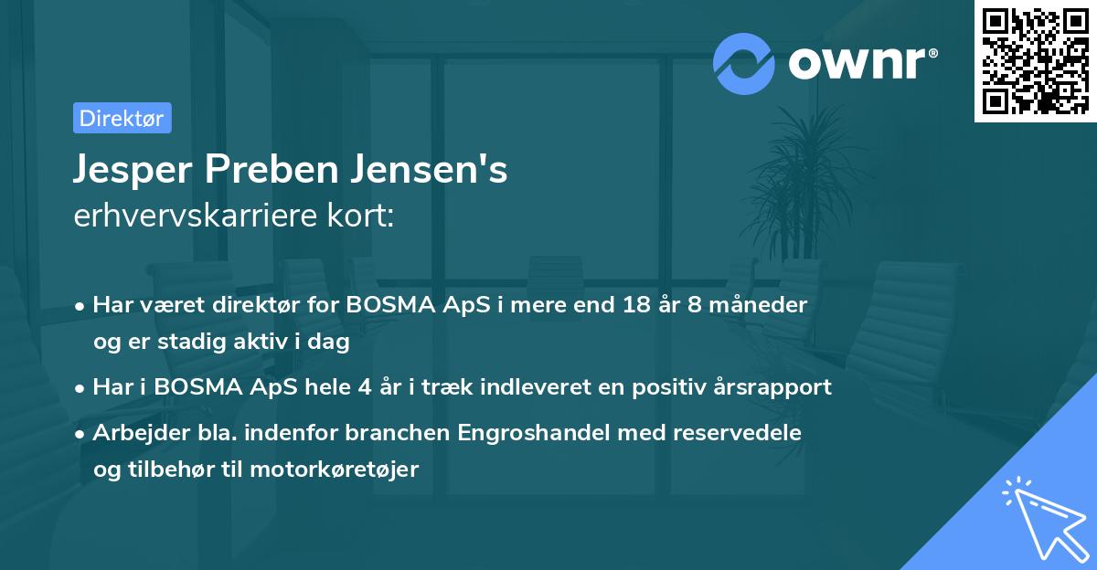 Jesper Preben Jensen's erhvervskarriere kort