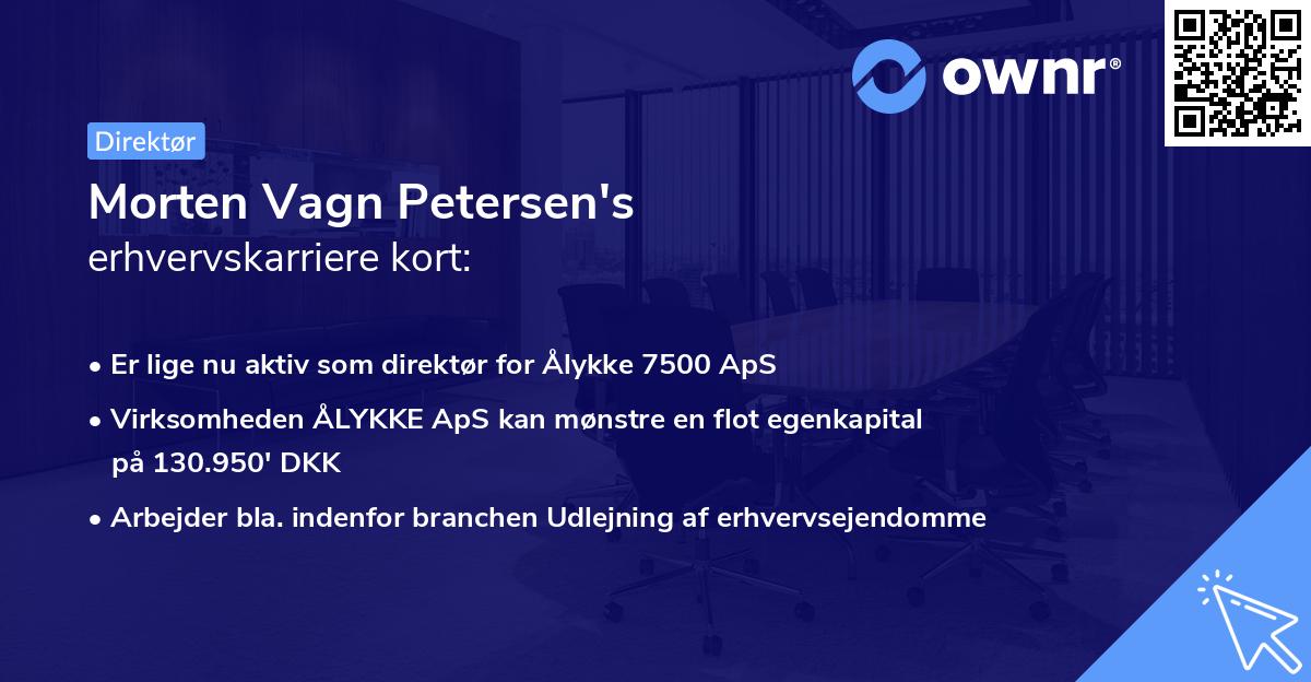 Morten Vagn Petersen's erhvervskarriere kort
