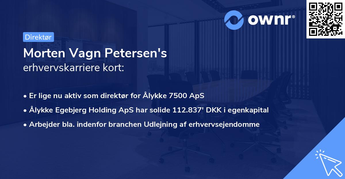 Morten Vagn Petersen's erhvervskarriere kort