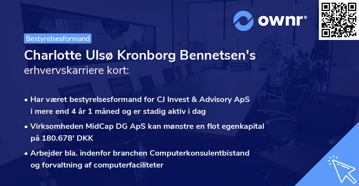 Charlotte Ulsø Kronborg Bennetsen's erhvervskarriere kort
