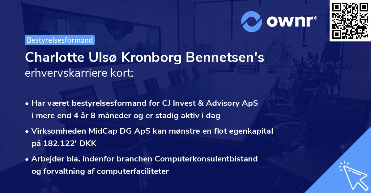 Charlotte Ulsø Kronborg Bennetsen's erhvervskarriere kort