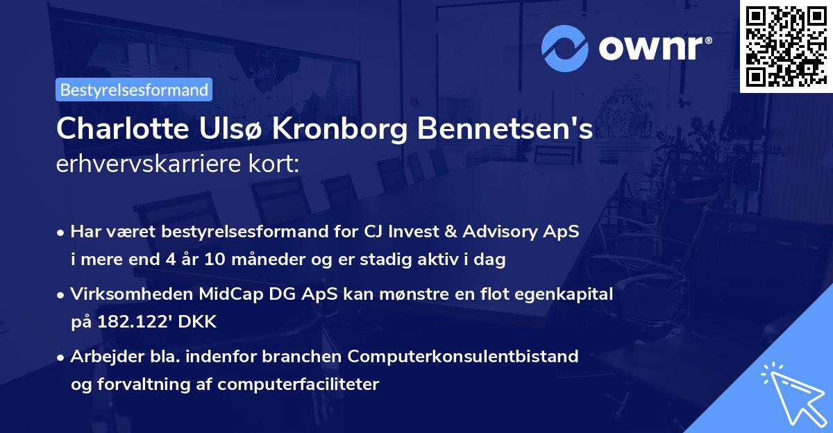 Charlotte Ulsø Kronborg Bennetsen's erhvervskarriere kort