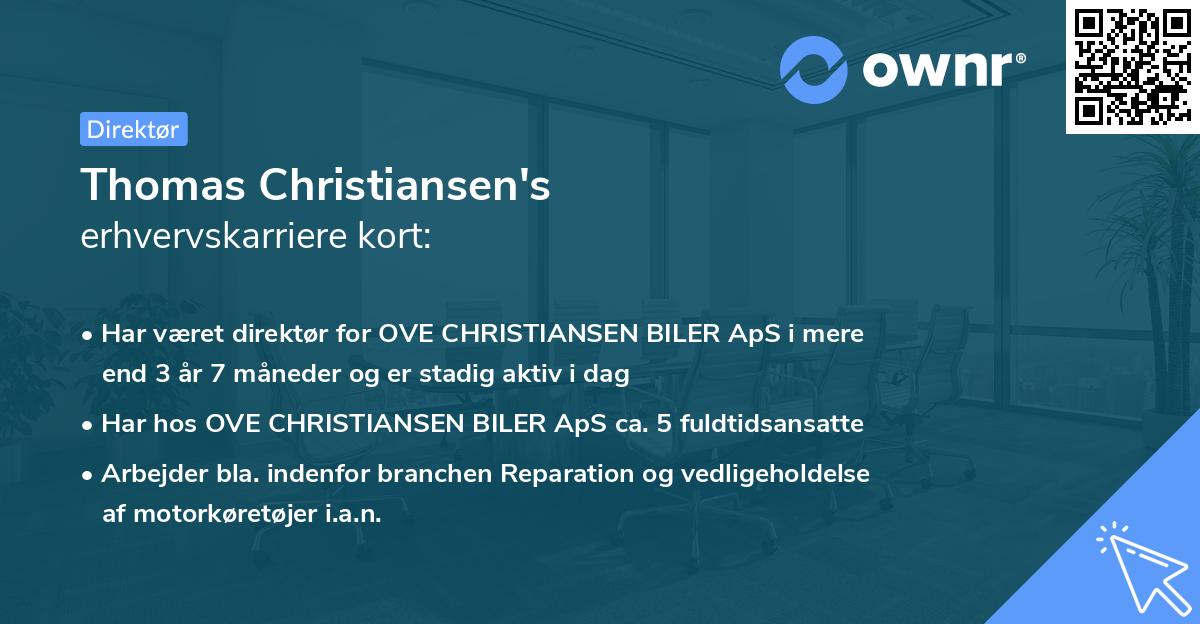 Thomas Christiansen's erhvervskarriere kort