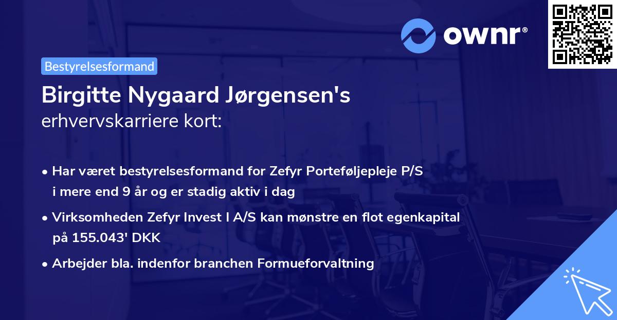 Birgitte Nygaard Jørgensen's erhvervskarriere kort