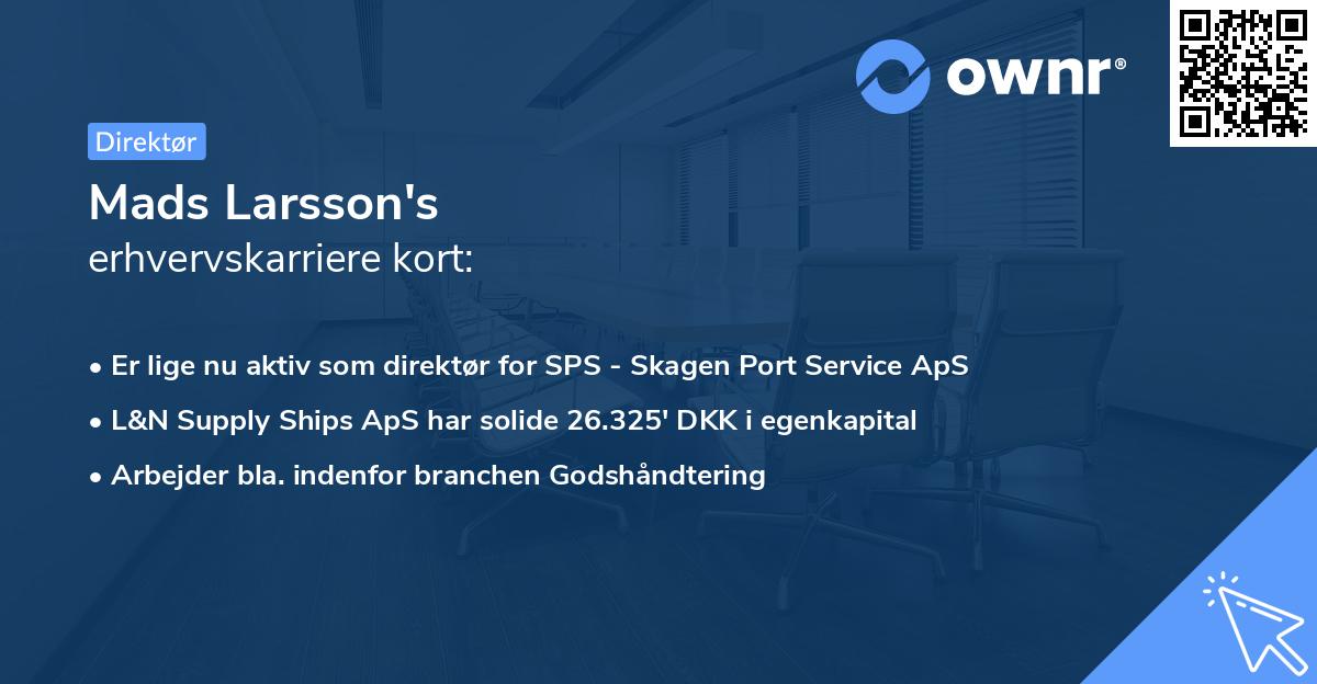 Mads Larsson's erhvervskarriere kort