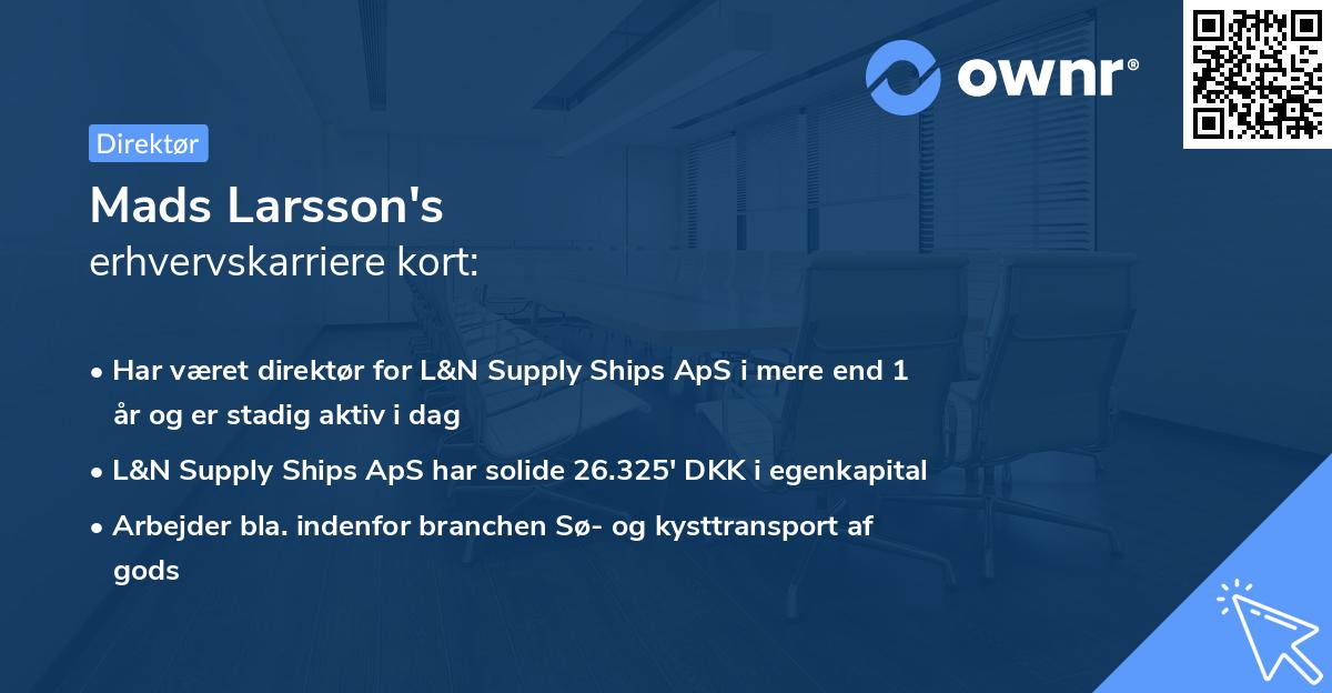 Mads Larsson's erhvervskarriere kort
