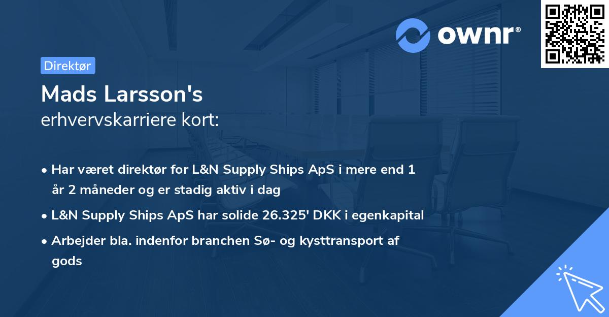 Mads Larsson's erhvervskarriere kort