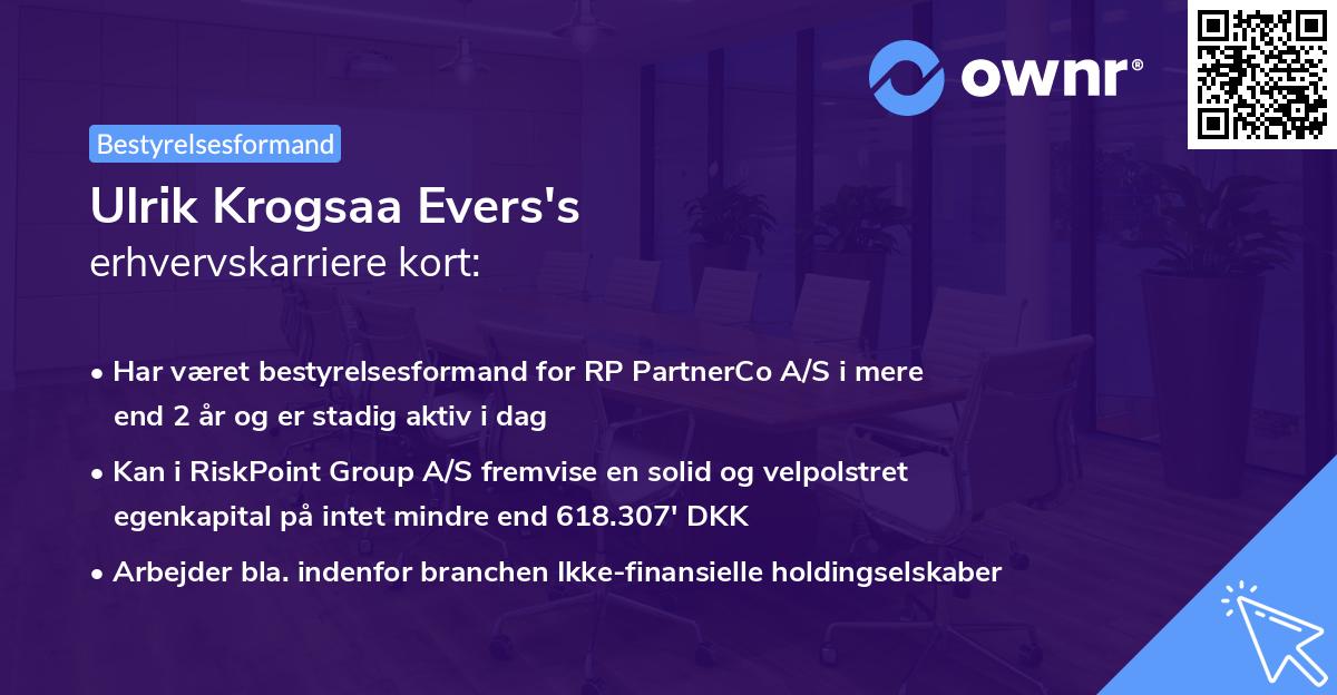Ulrik Krogsaa Evers's erhvervskarriere kort
