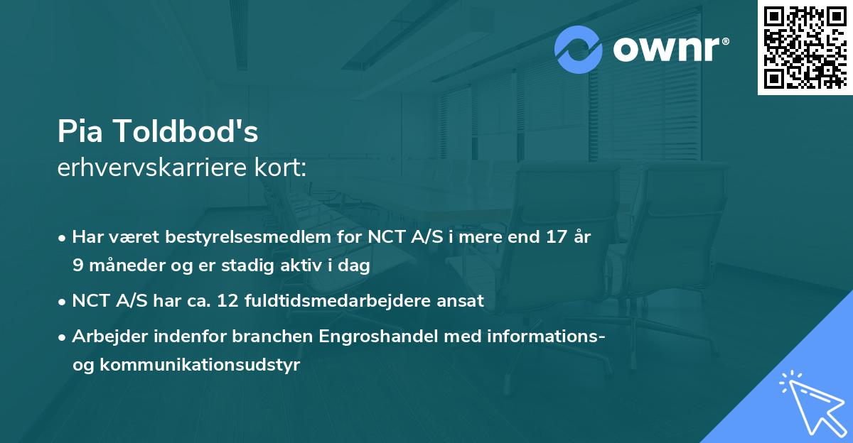 Pia Toldbod's erhvervskarriere kort