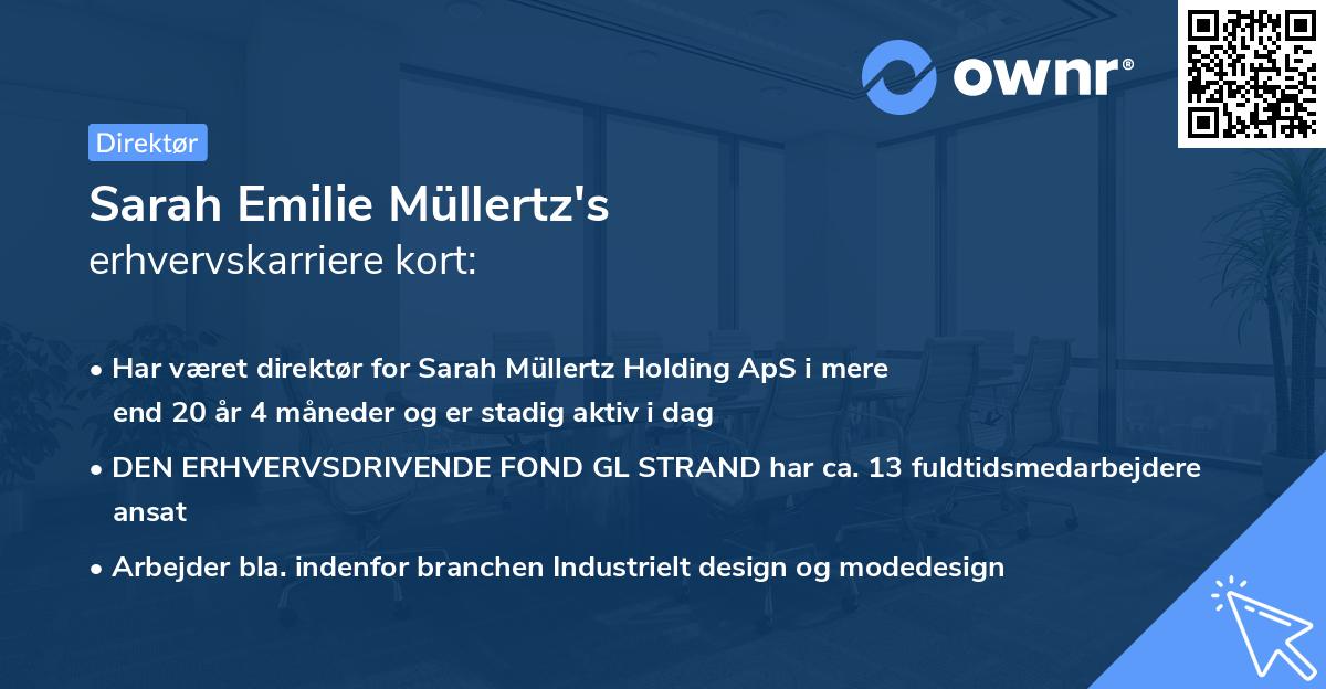 Sarah Emilie Müllertz's erhvervskarriere kort