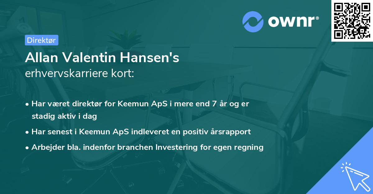 Allan Valentin Hansen's erhvervskarriere kort