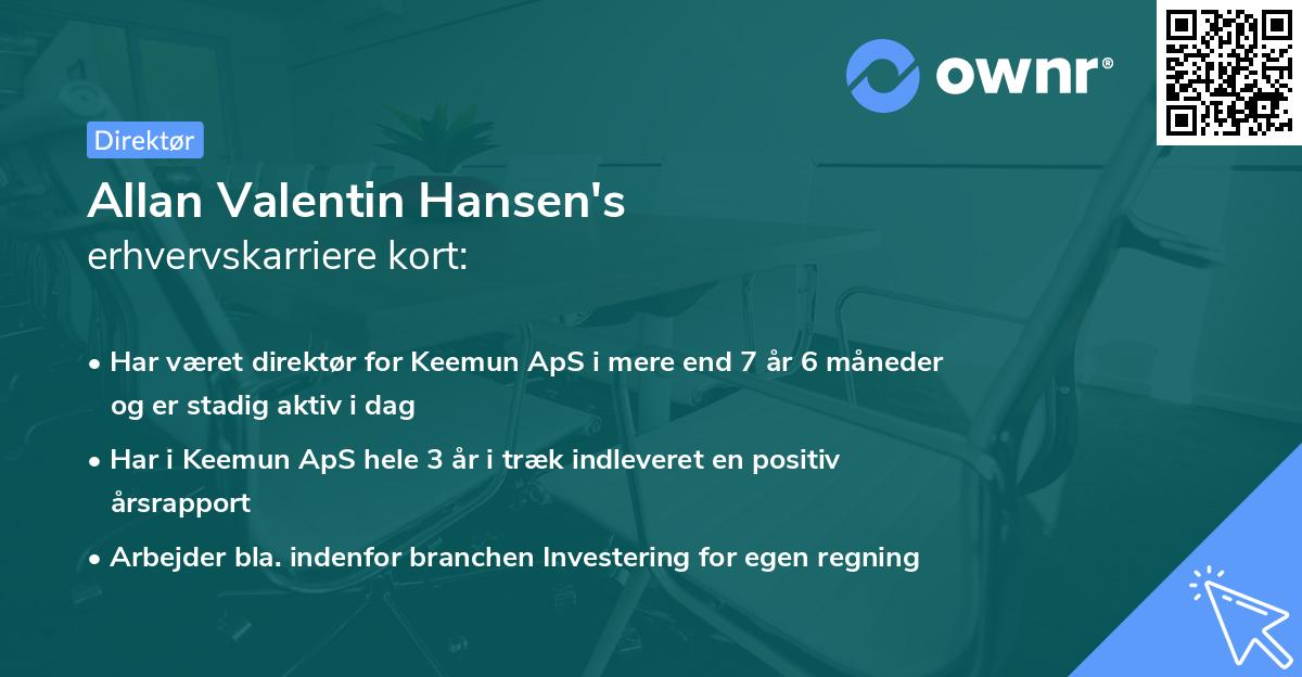 Allan Valentin Hansen's erhvervskarriere kort