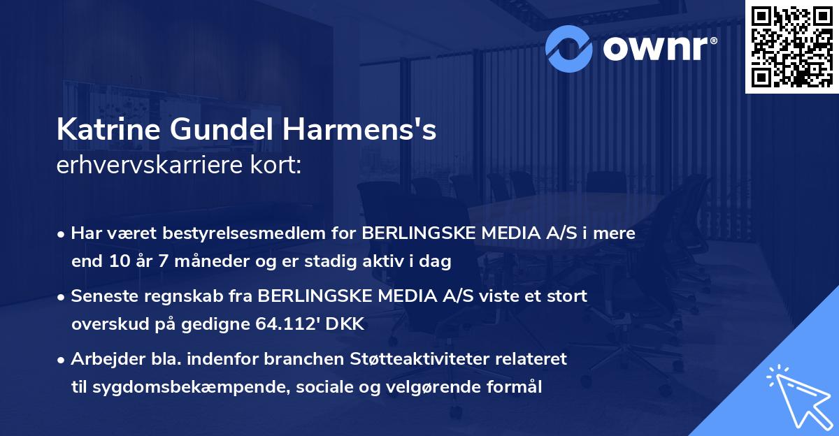 Katrine Gundel Harmens's erhvervskarriere kort