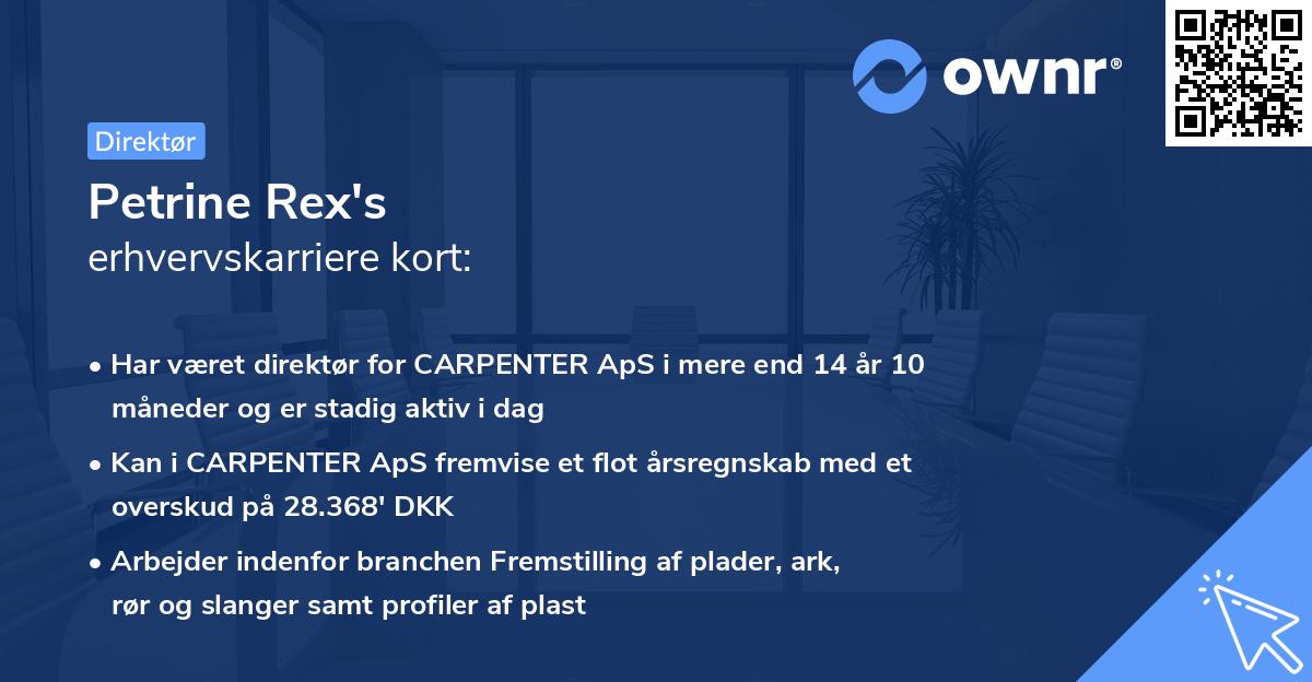 Petrine Rex's erhvervskarriere kort