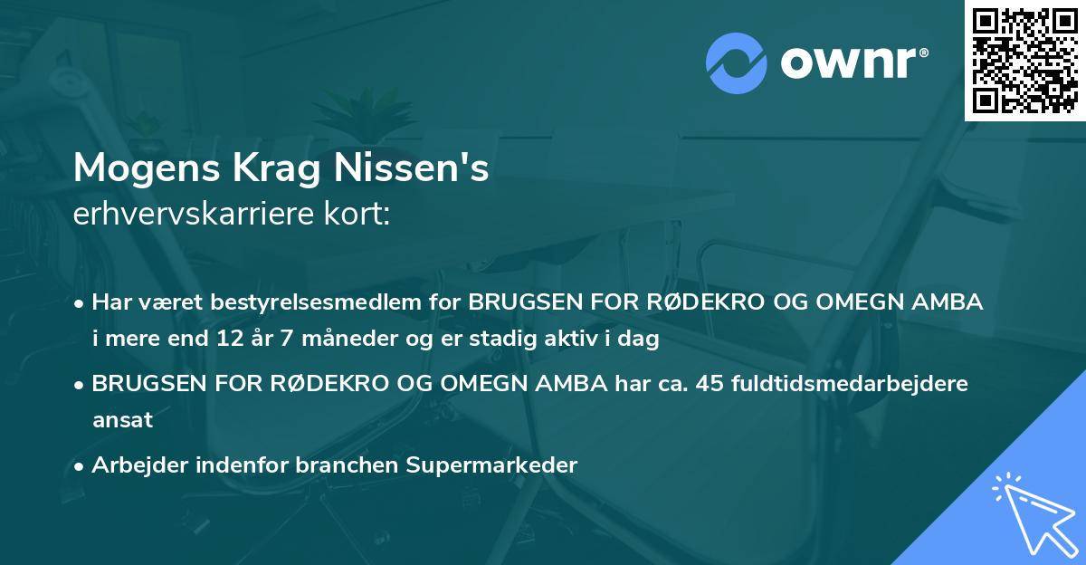 Mogens Krag Nissen's erhvervskarriere kort