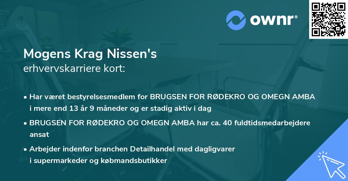 Mogens Krag Nissen's erhvervskarriere kort