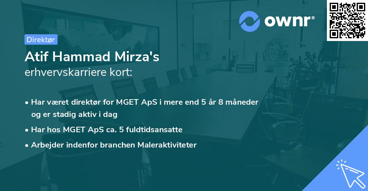 Atif Hammad Mirza's erhvervskarriere kort