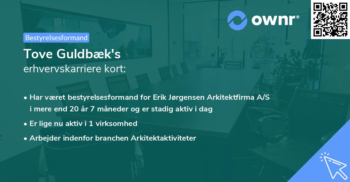 Tove Guldbæk's erhvervskarriere kort