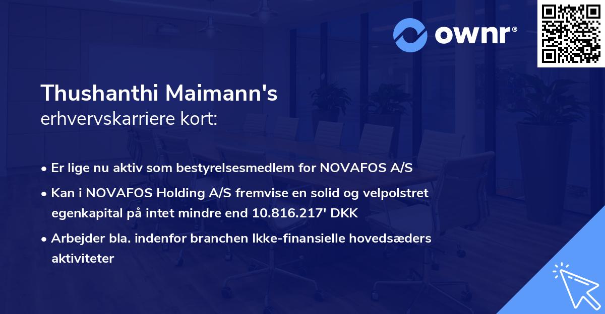 Thushanthi Maimann's erhvervskarriere kort