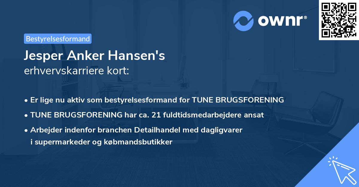 Jesper Anker Hansen's erhvervskarriere kort