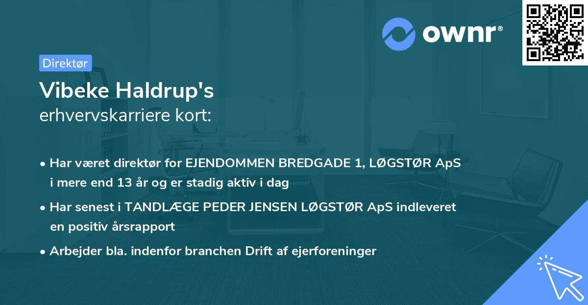 Vibeke Haldrup's erhvervskarriere kort