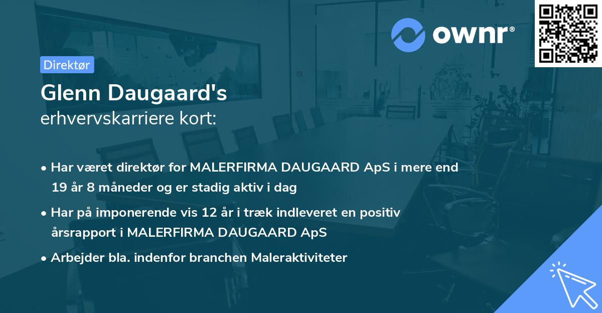 Glenn Daugaard's erhvervskarriere kort