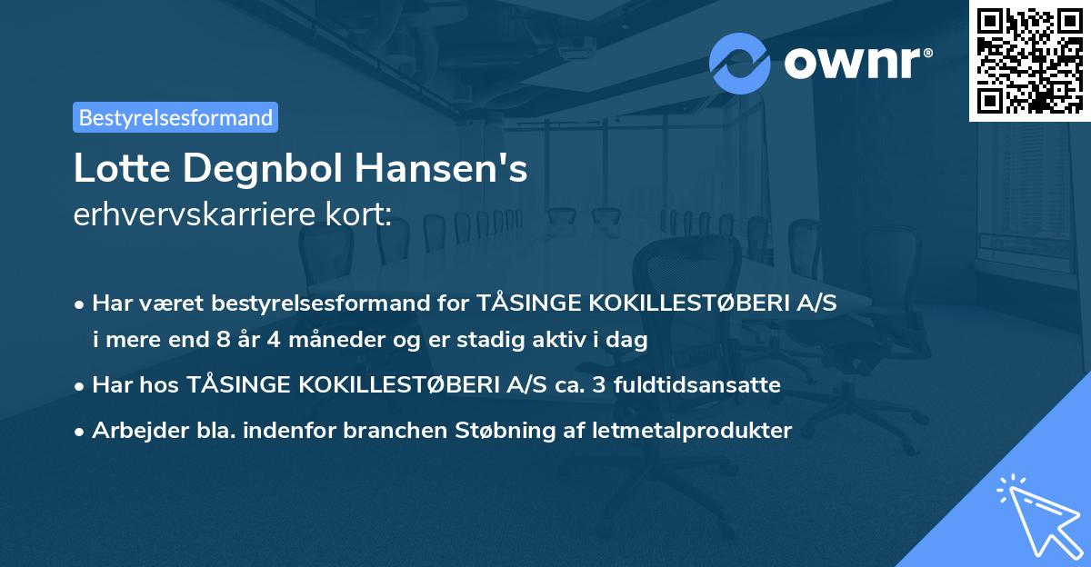 Lotte Degnbol Hansen's erhvervskarriere kort