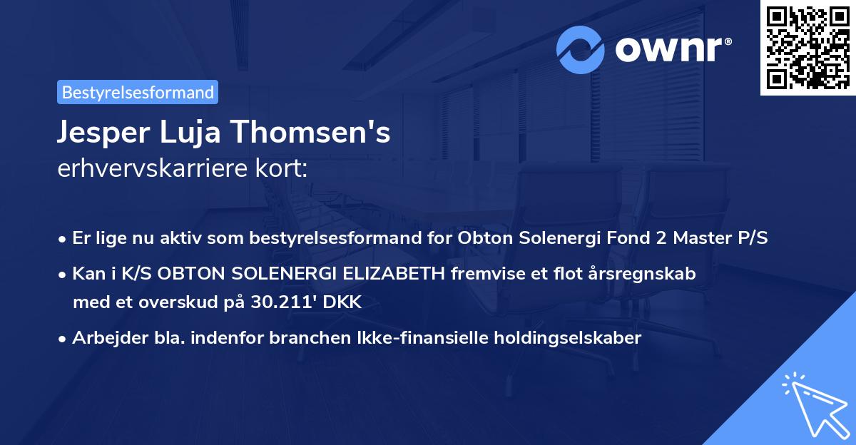 Jesper Luja Thomsen's erhvervskarriere kort