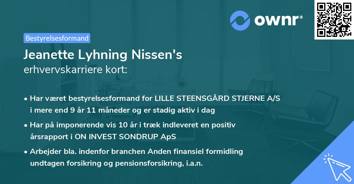 Jeanette Lyhning Nissen's erhvervskarriere kort