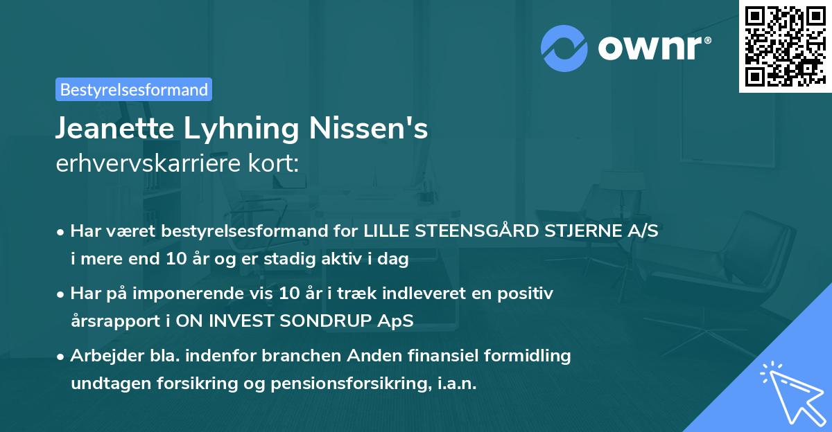 Jeanette Lyhning Nissen's erhvervskarriere kort