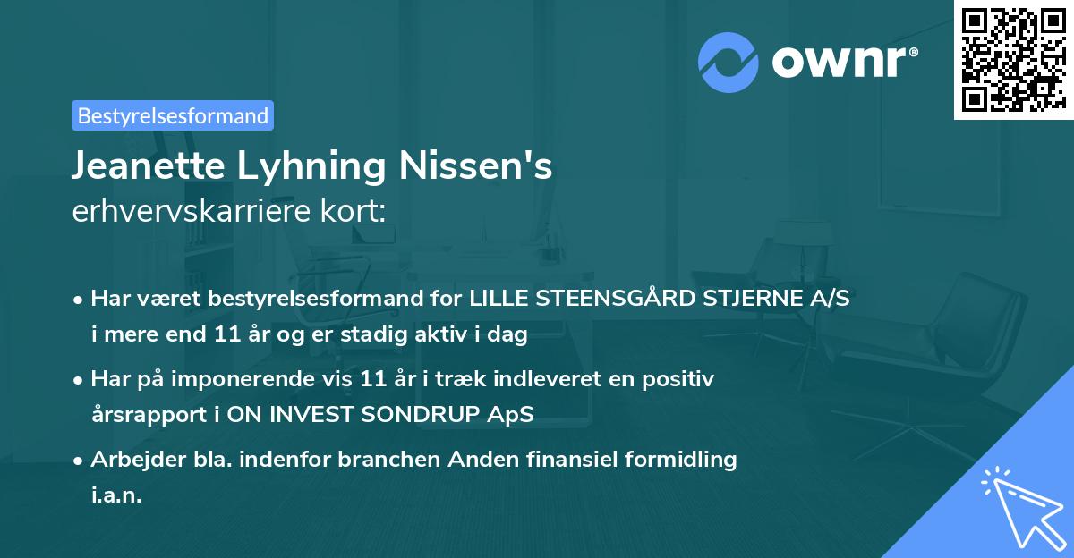 Jeanette Lyhning Nissen's erhvervskarriere kort