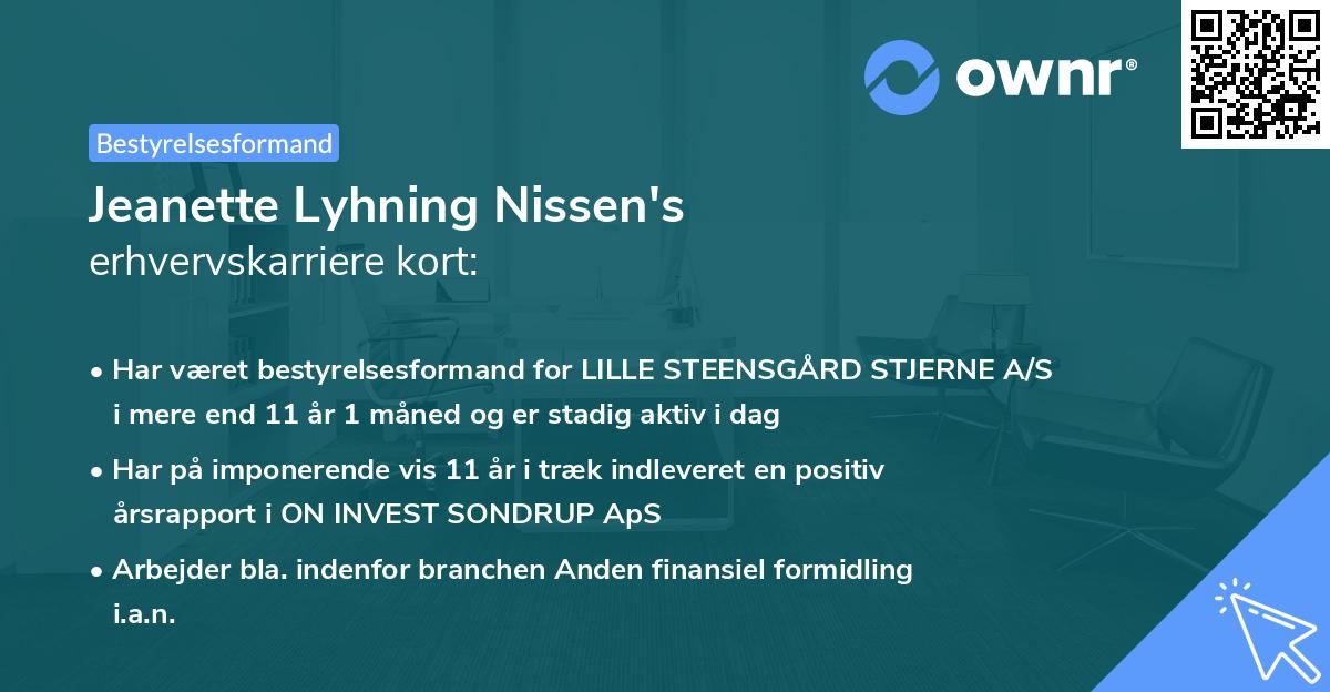 Jeanette Lyhning Nissen's erhvervskarriere kort