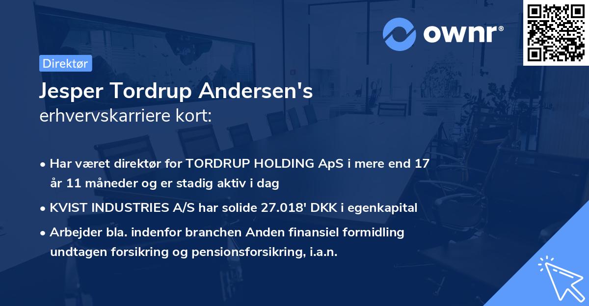 Jesper Tordrup Andersen's erhvervskarriere kort