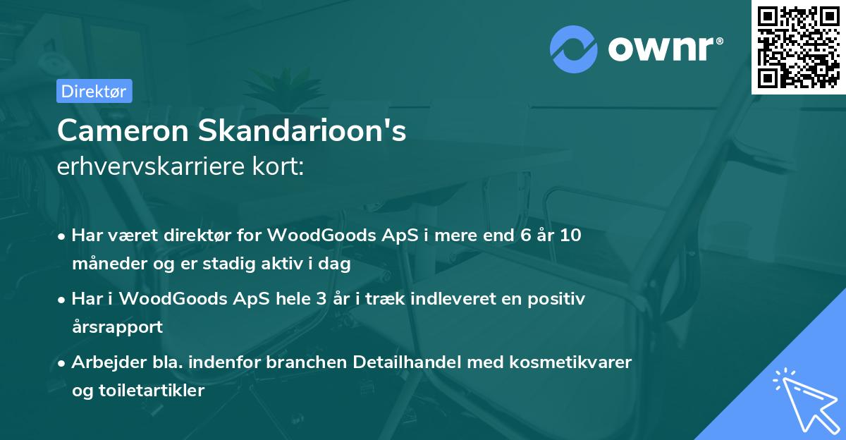 Cameron Skandarioon's erhvervskarriere kort