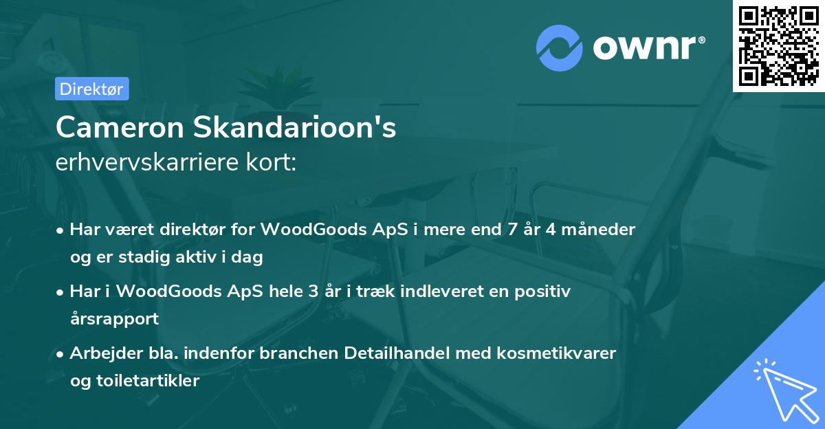 Cameron Skandarioon's erhvervskarriere kort
